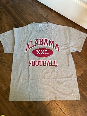 Vintage 90's Russell Athletic Gray Tee with Alabama Football - Size XL